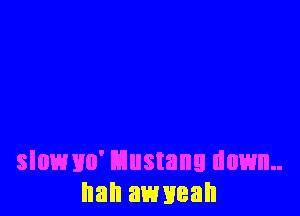 slowvo' Mustang down
hill! awneah