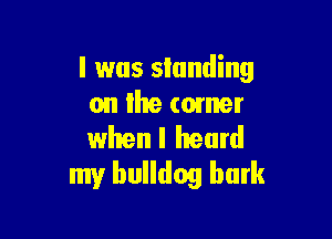 I was standing
on lhe comer

when I heard
my bulldog bark