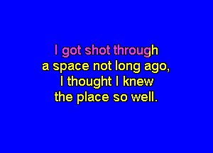 I got shotthrough
a space not long ago,

I thought I knew
the place so well.