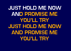 JUST HOLD ME NOW
AND PROMISE ME
YOU'LL TRY
JUST HOLD ME NOW
AND PROMISE ME
YOULL TRY