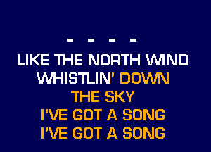LIKE THE NORTH WIND
UVHISTLIM DOWN
THE SKY
I'VE GOT A SONG
I'VE GOT A SONG