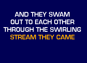 AND THEY SWAM
OUT TO EACH OTHER
THROUGH THE SINIRLING
STREAM THEY CAME
