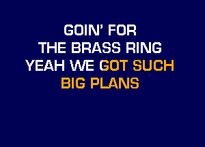 GOIN' FOR
THE BRASS RING
YEAH WE GOT SUCH

BIG PLANS