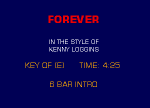 IN THE STYLE OF
KENNY LUGGINS

KEY OF EEJ TIMEI 425

8 BAR INTRO