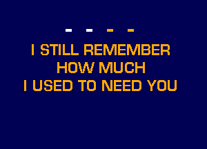 I STILL REMEMBER
HOW MUCH
I USED TO NEED YOU