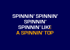 SPINNIN' SPINNIM
SPINNIN'

SPINNIN'LIKE
A SPINNIN'TOP