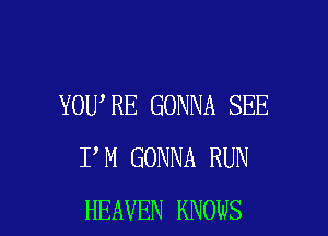 YOU'RE GONNA SEE

I M GONNA RUN
HEAVEN KNOWS