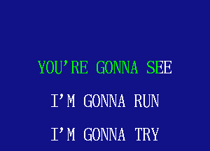 YOU'RE GONNA SEE

I M GONNA RUN
I M GONNA TRY