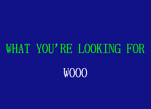 WHAT YOU'RE LOOKING FOR

W000