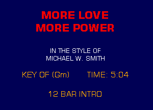 IN THE STYLE OF
MICHAEL W SMITH

KB' OF (Gm) TIME 504

12 BAR INTRO
