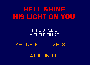 IN THE STYLE OF
MICHELE PILLAR

KEY OF (F1 TIME 3104

4 BAR INTRO