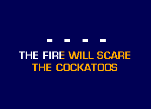 THE FIRE WILL SCARE
THE COCKATOOS