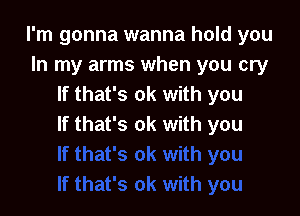 I'm gonna wanna hold you
In my arms when you cry
If that's ok with you

If that's ok with you