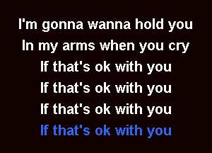 I'm gonna wanna hold you
In my arms when you cry
If that's ok with you

if that's ok with you
If that's ok with you