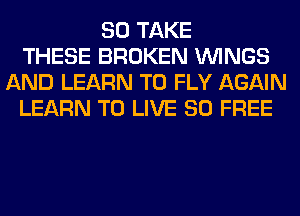 SO TAKE
THESE BROKEN WINGS
AND LEARN TO FLY AGAIN
LEARN TO LIVE 80 FREE
