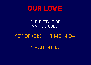 IN THE SWLE OF
NATIXLIE COLE

KEY OF EBbJ TIME 4104

4 BAR INTRO