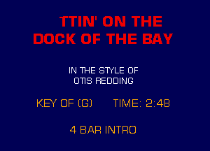IN THE STYLE OF
0118 BEDDING

KEY OF ((31 TIME 248

4 BAR INTRO
