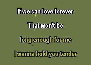 If we can love forever

That won't be
long enough for me

lwanna hold you tender