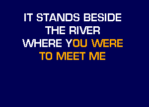 IT STANDS BESIDE
THE RIVER
WHERE YOU WERE
TO MEET ME