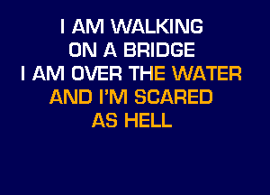 I AM WALKING
ON A BRIDGE
I AM OVER THE WATER
AND I'M SCARED
AS HELL