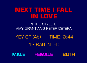 IN THE STYLE OF
AMY GRANTJIXND PETER CETERA

KEY OF (Ab) TIME 3144
12 BAR INTRO

MALE