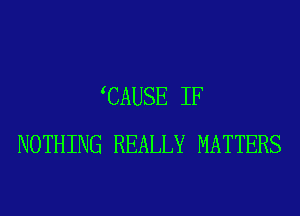 CAUSE IF
NOTHING REALLY MATTERS