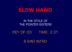 IN THE STYLE OF
THE POINTER SISTERS

KEY OFEDJ TIMEI 331

8 BAR INTRO
