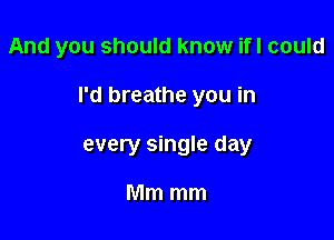 And you should know ifl could

I'd breathe you in

every single day

Mm mm