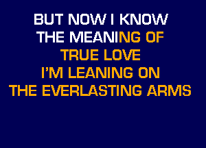 BUT NOWI KNOW
THE MEANING OF
TRUE LOVE
I'M LEANING ON
THE EVERLASTING ARMS