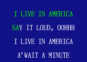 I LIVE IN AMERICA

SAY IT LOUD, OOHHH
I LIVE IN AMERICA
133 WAIT A MINUTE