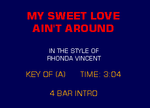 IN THE STYLE OF
RHONDA VINCENT

KEY OF (A) TIME 3104

4 BAR INTRO