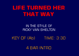 IN THE STYLE OF
RICKY VAN SHELTUN

KB OF (Ab) TIME 380

4 BAR INTRO