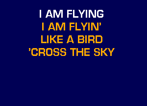 I AM FLYING

I AM FLYIN'

LIKE A BIRD
'CROSS THE SKY
