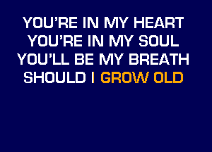 YOU'RE IN MY HEART
YOU'RE IN MY SOUL
YOU'LL BE MY BREATH
SHOULD I GROW OLD