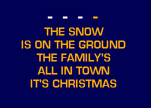 THE SNOW
IS ON THE GROUND

THE FAMILY'S
ALL IN TOWN
ITS CHRISTMAS