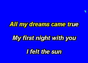 All my dreams came true

My first night with you

I felt the sun
