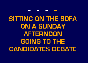 SITTING ON THE SOFA
ON A SUNDAY
AFTERNOON
GOING TO THE
CANDIDATES DEBATE