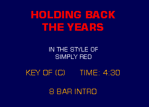 IN THE STYLE OF
SIMPLY RED

KEY OF ECJ TIME 430

8 BAR INTRO