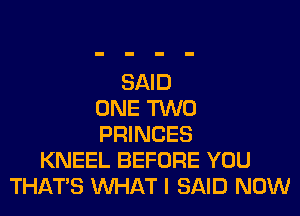 SAID
ONE TWO
PRINCES
KNEEL BEFORE YOU
THAT'S WHAT I SAID NOW
