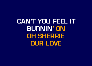 CAN'T YOU FEEL IT
BURNIN' ON

OH SHERRIE
OUR LOVE