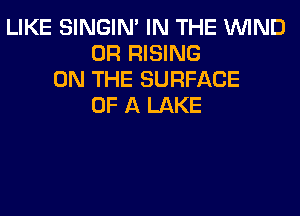 LIKE SINGIM IN THE WIND
0R RISING
ON THE SURFACE
OF A LAKE