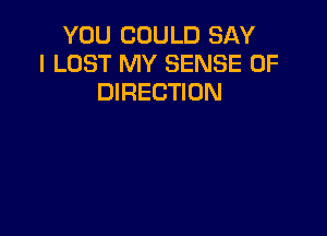 YOU COULD SAY
I LOST MY SENSE 0F
DIRECTION