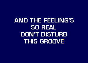 AND THE FEELING'S
80 REAL

DON'T DISTURB
THIS GROOVE