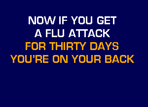NOW IF YOU GET
A FLU ATTACK
FOR THIRTY DAYS
YOU'RE ON YOUR BACK