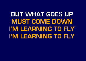 BUT WHAT GOES UP
MUST COME DOWN
I'M LEARNING T0 FLY
I'M LEARNING T0 FLY