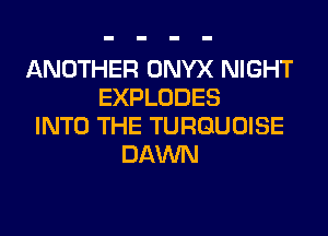 ANOTHER ONYX NIGHT
EXPLODES
INTO THE TURGUOISE
DAWN