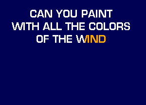 CAN YOU PAINT
WTH ALL THE COLORS
OF THE WND