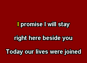 I promise I will stay

right here beside you

Today our lives were joined