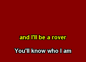 and I'll be a rover

You'll know who I am