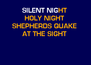 SILENT NIGHT
HOLY NIGHT
SHEPHERDS QUAKE

AT THE SIGHT